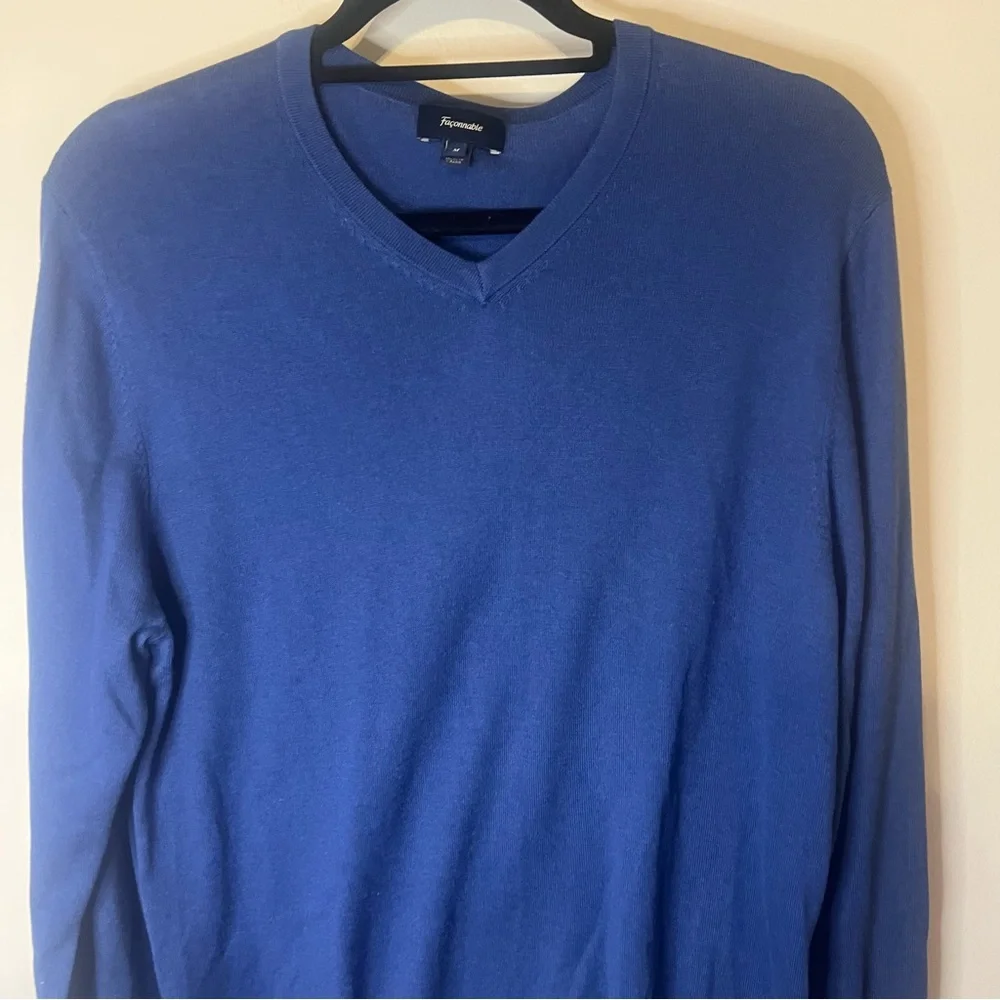 Façonnable Blue V-Neck Sweater Silk Cashmere Blend Men’s Medium